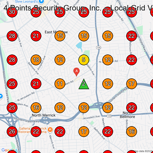4 Points Security Group, Inc. GeoGrid visibility map for Chimney Services in East Meadow